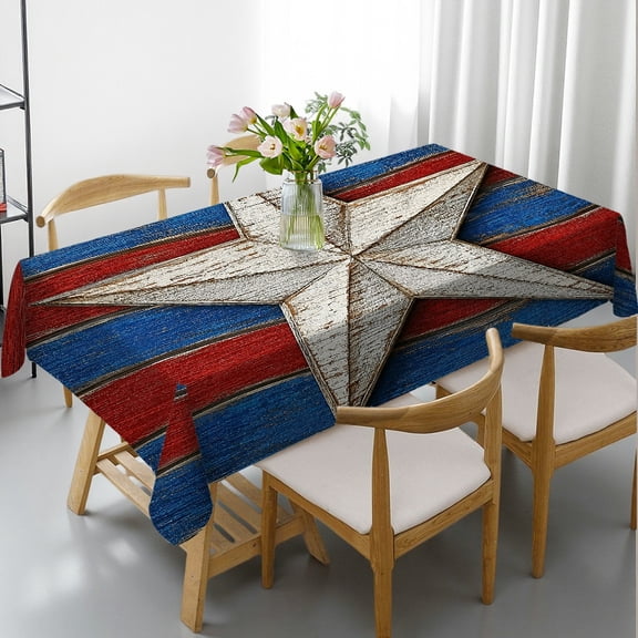 RKSupls Lone Star Carved Wooden Flag Rectangle Dining Tablecloth, Festive Table Setting - Holiday Party Tablecloth Rectangle Dining Tablecloth, Ideal for Kitchen Picnic Party