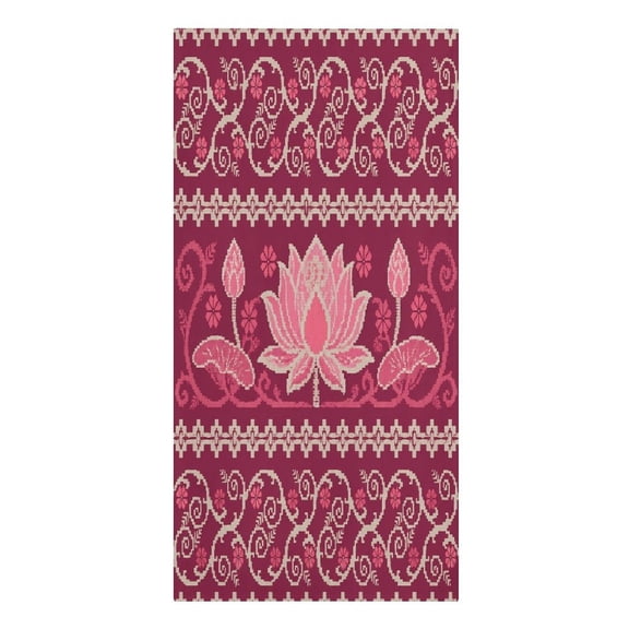 RKSupls Lotus Flower Cross Stitch Pattern Microfiber Beach Towel Absorbent Compact Towels for Swimming Pool Beach Travel Things for Vacation Essentials Adult Gift,61.4×30.3Inch
