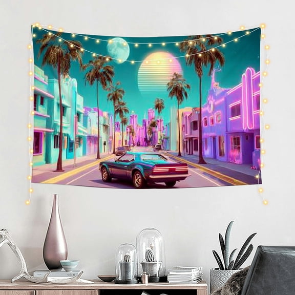 RKSupls Luminous Urban Moonlight Cityscape Night Tapestry, Home Tapestry Suitable for Hanging for Decorative Wall Hanging, Decorative Bedroom, Living Room Decoration - 60*40in