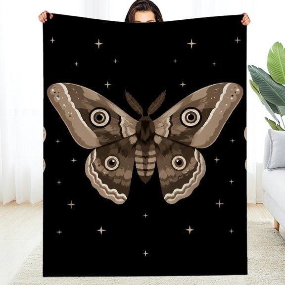RKSupls Luna Moth With Moon Phases  Warm and Cozy Throw, Cozy Air Conditioning  Fuzzy Bedding for the Couch, Soft Throw for Couch, Travel, Camping