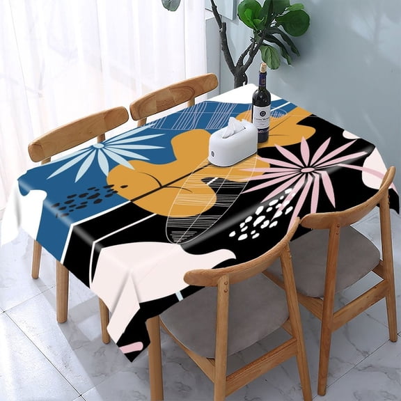 RKSupls Luxury Damask Floral Wallpaper Rectangle Dining Tablecloth, Washable Wipeable Stain & Wrinkle Resistant Polyester Tablecloth for Kitchen Picnic Party