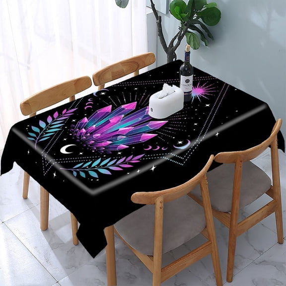 RKSupls Magic Crystal Burst Rectangle Dining Tablecloth, Washable Wipeable Stain & Wrinkle Resistant Polyester Tablecloth for Kitchen Picnic Party