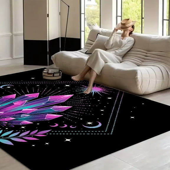 RKSupls Magic Crystal Burst  Soft Fluffy Velvet Area Rug   for Living Room Bedroom, Non-Slip Washable Carpet, Modern Minimalist Home Decor Floor Mat