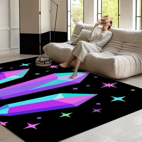 RKSupls Magic Crystal Gem Trio  Soft Fluffy Velvet Area Rug   for Living Room Bedroom, Non-Slip Washable Carpet, Modern Minimalist Home Decor Floor Mat