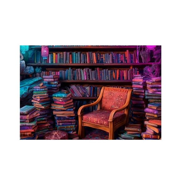 RKSupls Magic Library Cave Interior Linen Placemats 30x45cm Straight Edge Stain Resistant Washable Non-Slip Table Mats Table for Kitchen Dining Room Home