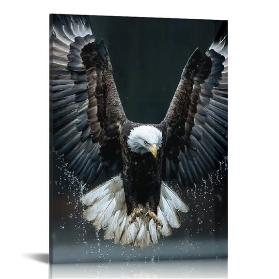 RKSupls Majestic Bald Eagle Canvas Wall Art, Canvas Prints Wall Art for Living Room Bedroom Stairway Office, Art Print Painting for Home Decorations,12x16in