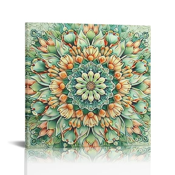 RKSupls Mandala Floral Pattern  Canvas Print,  Modern, Canvas Art Bathroom Bedroom Kitchen Dining Room Entryway decor Wall Decor Prints
