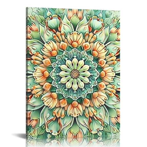 RKSupls Mandala Floral Pattern Canvas Print, Wall Decor
, Canvas Wall Art Bathroom Bedroom Kitchen Dining Room Entryway Wall Decor Prints
