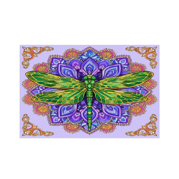 RKSupls Mandala Flower Purple Pattern Linen Placemats 30x45cm Straight Edge Stain Resistant Washable Non-Slip Table Mats Table for Kitchen Dining Room Home