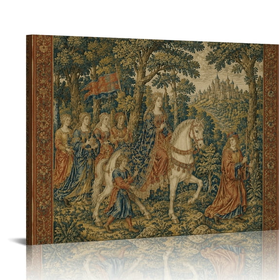 RKSupls Medieval Queen on Horseback Tapestry Bathroom Wall Art, Wall Art Canvas Print, Modern Wall Decor Bathroom Bedroom Kitchen Hallway Entrance Hall Living Room Wall Decor Prints