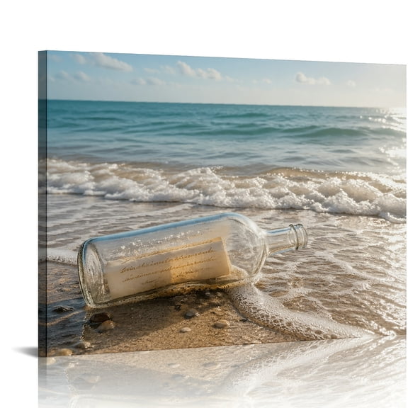 RKSupls Message Bottle Beach Modern Wall Decor, Wall Art Canvas Print, Bathroom Wall Art Bathroom Bedroom Kitchen Wall Decor Prints