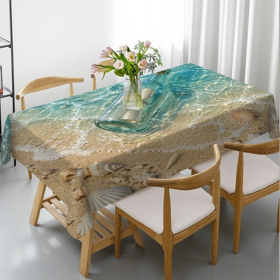 RKSupls Message Bottle Shells , Kitchen Accessories - Polyester Tablecloths Rectangular Tablecloth, Cafe, dinner, picnic