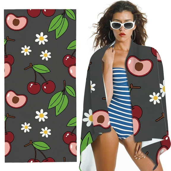 RKSupls Midnight Cherry Blossom Oversized Microfiber Beach Towel - Ultra-Soft Microfiber, Suitable for Bathroom, beach, Soft Super Absorbent- 30x60 in