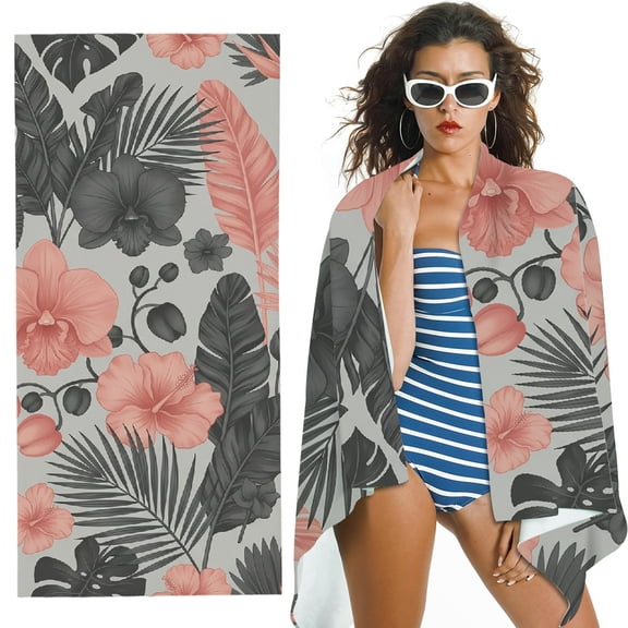 RKSupls Midnight Jungle Bloom Quick Dry Sand-Free Large Pool Beach Towel for Travel Camping
, Ultra-Soft Microfiber Suitable for Bathroom, beach, Soft Super Absorbent- 30x60 in