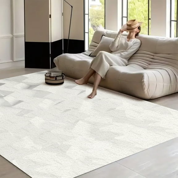 RKSupls Minimal Diagonal Line Pattern  Soft Fluffy Velvet Area Rug   for Living Room Bedroom, Non-Slip Washable Carpet, Modern Minimalist Home Decor Floor Mat