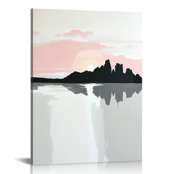 RKSupls Minimalist Mountain Sunset Silhouette Canvas Wall Art, Canvas Prints Wall Art for Living Room Bedroom Entryway Office, Art Print Painting for Home Decor