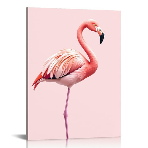 RKSupls Minimalist Pink Flamingo Canvas Wall Art, Canvas Prints Wall Art for Living Room Bedroom Entryway Office, Art Print Painting for Home Decor