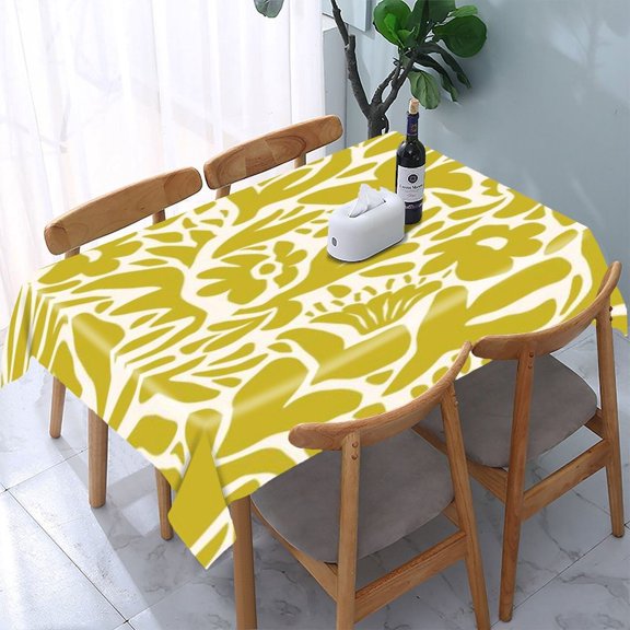 RKSupls Mint Green Rose Pattern Rectangle Dining Tablecloth, Washable Wipeable Stain & Wrinkle Resistant Polyester Tablecloth for Kitchen Picnic Party