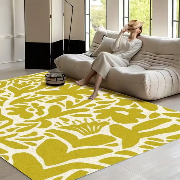 RKSupls Mint Green Rose Pattern Soft Fluffy Velvet Area Rug for Living Room Bedroom, Non-Slip Washable Carpet, Modern Minimalist Home Decor Floor Mat