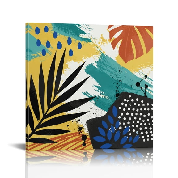RKSupls Modern Leaf Silhouette Pattern Wall Art Canvas Print, Ready to Hang, Modern Wall Decor Bathroom Bedroom Kitchen Dining room Wall Decor Prints