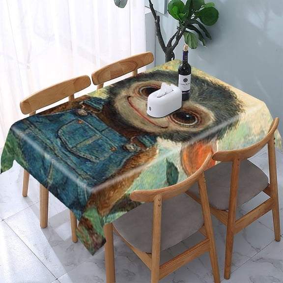 RKSupls Monkey Overalls Jungle Rectangle Dining Tablecloth, Washable Wipeable Stain & Wrinkle Resistant Polyester Tablecloth for Kitchen Picnic Party
