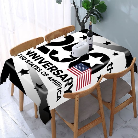 RKSupls Monochrome Star Burst Rectangle Dining Tablecloth, Washable Wipeable Stain & Wrinkle Resistant Polyester Tablecloth for Kitchen Picnic Party