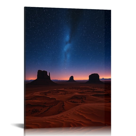 RKSupls Monument Valley Desert Night Canvas Wall Art, Canvas Prints Wall Art for Living Room Bedroom Entryway Office, Art Print Painting for Home Decor