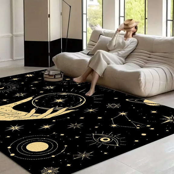 RKSupls Moon Hand Celestial  Soft Fluffy Velvet Area Rug   for Living Room Bedroom, Non-Slip Washable Carpet, Modern Minimalist Home Decor Floor Mat