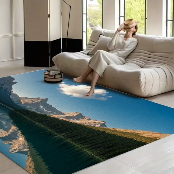 RKSupls Mountain Lake Reflection Nature  Soft Fluffy Velvet Area Rug   for Living Room Bedroom, Non-Slip Washable Carpet, Modern Minimalist Home Decor Floor Mat