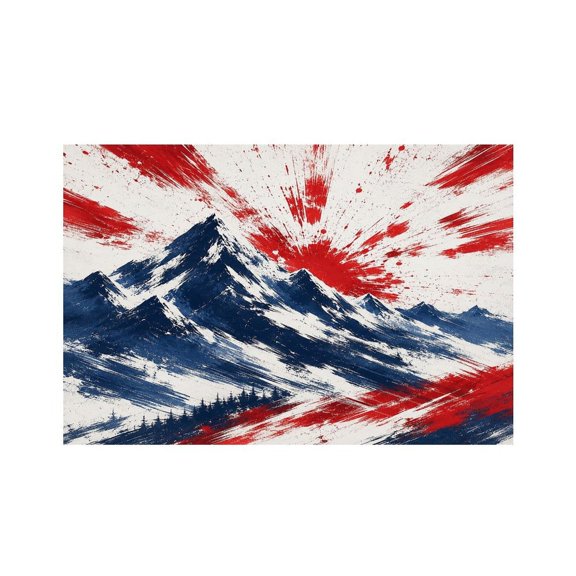 RKSupls Mountain Sunrise Red White Blue Brushstroke Linen Placemats 30x45cm Straight Edge Stain Resistant Washable Non-Slip Table Mats Table for Kitchen Dining Room Home