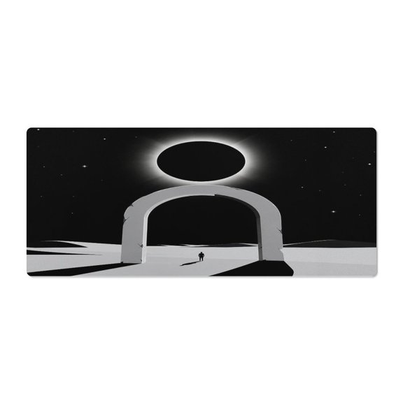 RKSupls Mouse Pad with Non-Slip Rubber Base, Archway Solar Eclipse Desert Stars Gaming Desk Mat for Keyboard and Mouse, Desk Protector Pad for Home Office Use