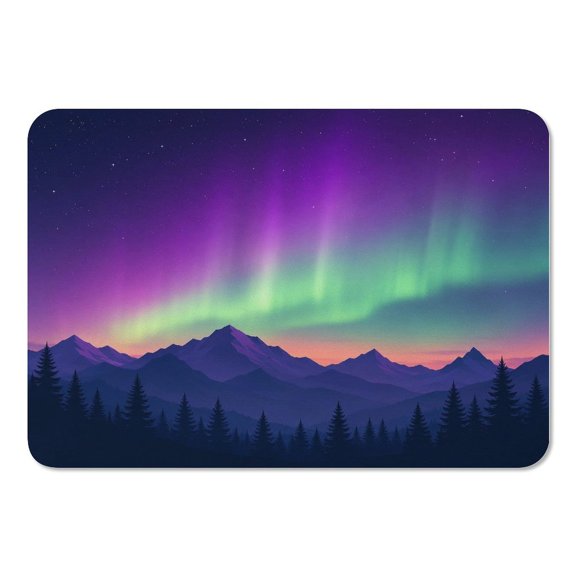 RKSupls Mouse Pad with Non-Slip Rubber Base, Aurora Mountain Night Landscape Gaming Desk Mat for Keyboard and Mouse, Desk Protector Pad for Home Office Use