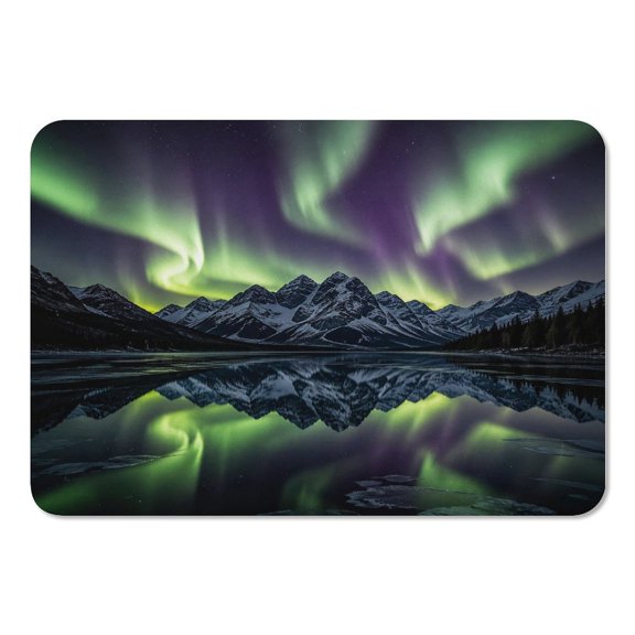 RKSupls Mouse Pad with Non-Slip Rubber Base, Aurora Mountain Reflection Scene Gaming Desk Mat for Keyboard and Mouse, Desk Protector Pad for Home Office Use