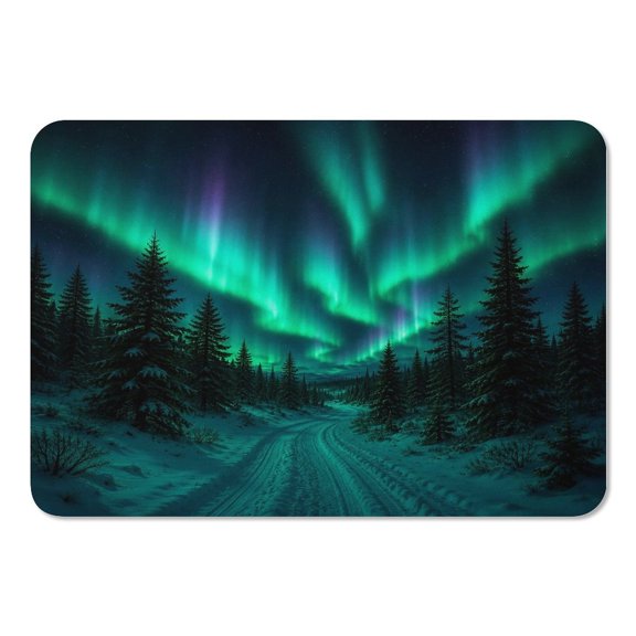 RKSupls Mouse Pad with Non-Slip Rubber Base, Aurora Pine Snow Landscape Gaming Desk Mat for Keyboard and Mouse, Desk Protector Pad for Home Office Use
