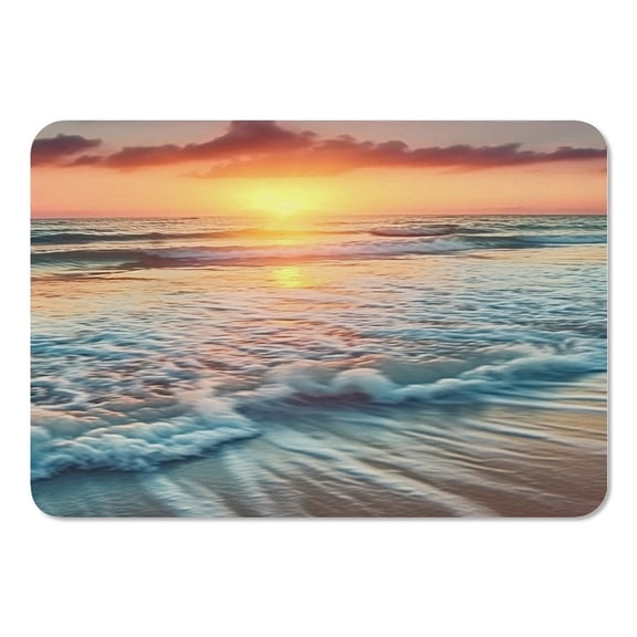 RKSupls Mouse Pad with Non-Slip Rubber Base, Beach Sunrise Wave Tropical Coastal Ocean Scene Beachy Canvas Artwork Wall Hanging Sunset Hawaiian Wall Decor Summer Sea Seaside Seashore Skyline for Bedr