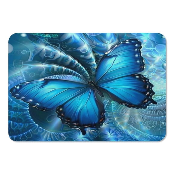 RKSupls Mouse Pad with Non-Slip Rubber Base, Blue Butterfly Swirl Magic Gaming Desk Mat for Keyboard and Mouse, Desk Protector Pad for Home Office Use