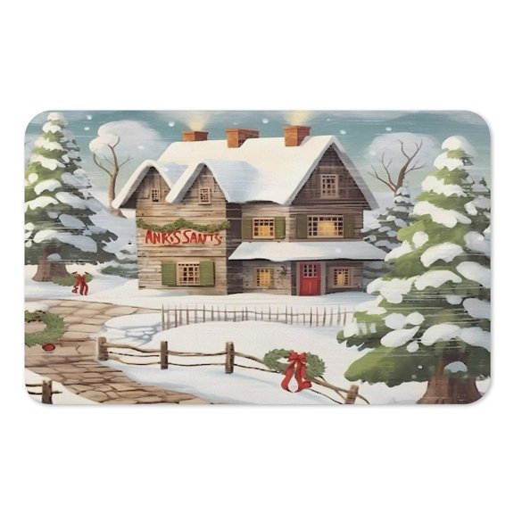RKSupls Mouse Pad with Non-Slip Rubber Base, Cabin Shop Snowy Path Deer Gaming Desk Mat for Keyboard and Mouse, Desk Protector Pad for Home Office Use