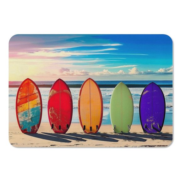 RKSupls Mouse Pad with Non-Slip Rubber Base, Colorful Surfboards Beach Sky Gaming Desk Mat for Keyboard and Mouse, Desk Protector Pad for Home Office Use