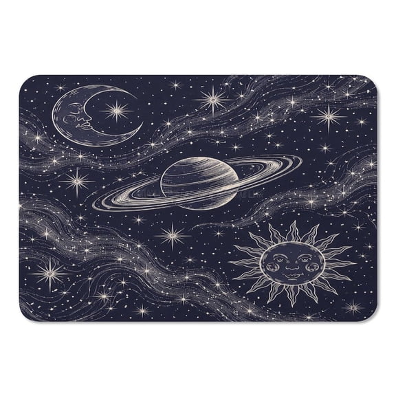 RKSupls Mouse Pad with Non-Slip Rubber Base, Cosmic Saturn Sun Moon Waves Gaming Desk Mat for Keyboard and Mouse, Desk Protector Pad for Home Office Use