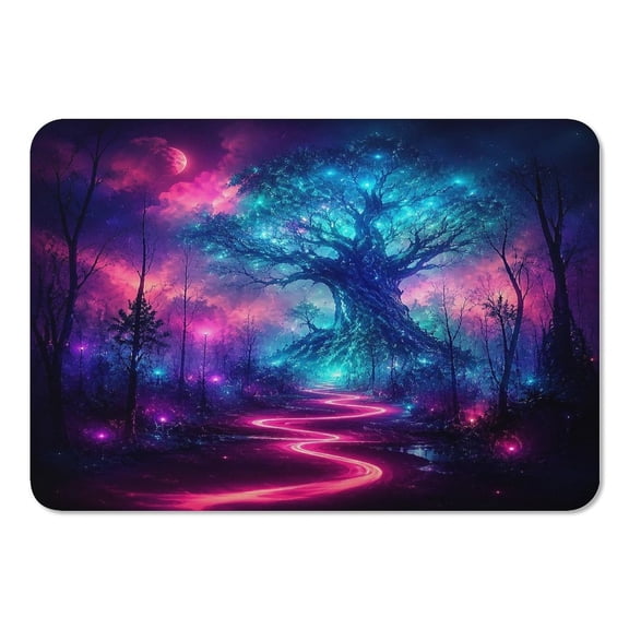 RKSupls Mouse Pad with Non-Slip Rubber Base, Dreamy Pink Stream Forest Path Gaming Desk Mat for Keyboard and Mouse, Desk Protector Pad for Home Office Use