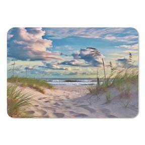 RKSupls Mouse Pad with Non-Slip Rubber Base, Dune Path Beach Grass Cloudy Sky Gaming Desk Mat for Keyboard and Mouse, Desk Protector Pad for Home Office Use