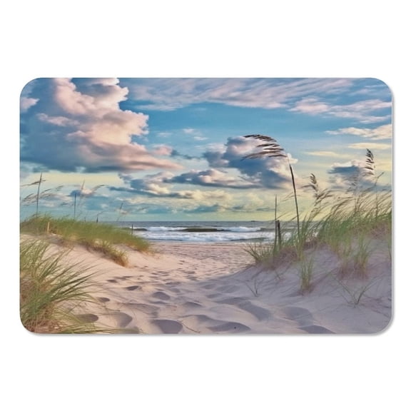 RKSupls Mouse Pad with Non-Slip Rubber Base, Dune Path Beach Grass Cloudy Sky Gaming Desk Mat for Keyboard and Mouse, Desk Protector Pad for Home Office Use