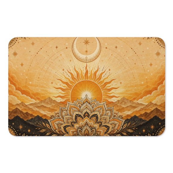 RKSupls Mouse Pad with Non-Slip Rubber Base, Golden Sunrise Mandala Celestial Boho Gaming Desk Mat for Keyboard and Mouse, Desk Protector Pad for Home Office Use