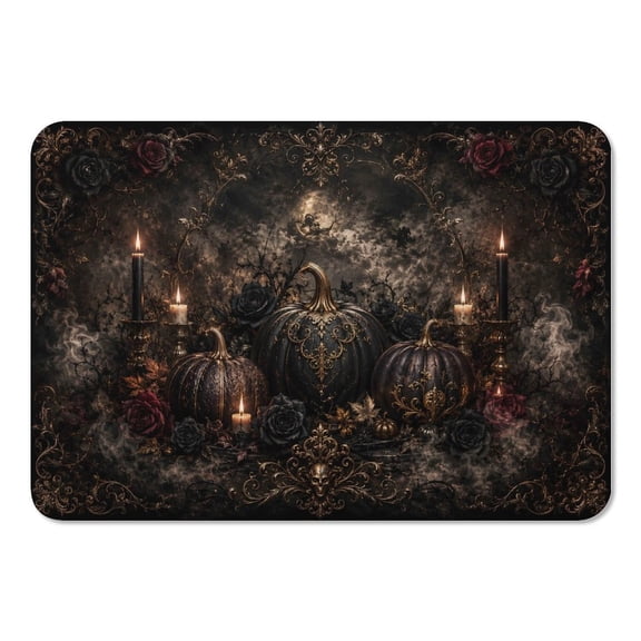 RKSupls Mouse Pad with Non-Slip Rubber Base, Gothic Baroque Halloween Pumpkins Gaming Desk Mat for Keyboard and Mouse, Desk Protector Pad for Home Office Use