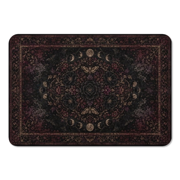 RKSupls Mouse Pad with Non-Slip Rubber Base, Gothic Floral Moon Mandala Gaming Desk Mat for Keyboard and Mouse, Desk Protector Pad for Home Office Use