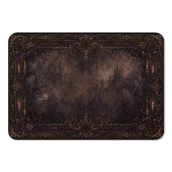 RKSupls Mouse Pad with Non-Slip Rubber Base, Gothic Haunted Roses Ghost Manor Gaming Desk Mat for Keyboard and Mouse, Desk Protector Pad for Home Office Use