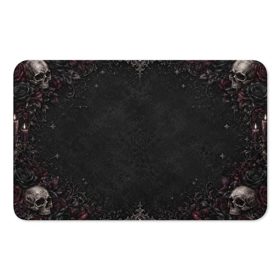 RKSupls Mouse Pad with Non-Slip Rubber Base, Gothic Skull Rose Candlelight Gaming Desk Mat for Keyboard and Mouse, Desk Protector Pad for Home Office Use