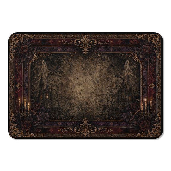 RKSupls Mouse Pad with Non-Slip Rubber Base, Gothic Victorian Haunted Ghost Manor Gaming Desk Mat for Keyboard and Mouse, Desk Protector Pad for Home Office Use