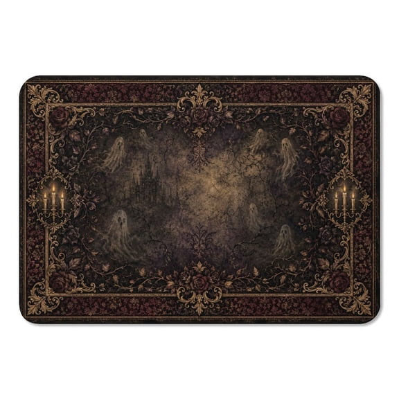 RKSupls Mouse Pad with Non-Slip Rubber Base, Haunted Ghost Mansion Gothic Gaming Desk Mat for Keyboard and Mouse, Desk Protector Pad for Home Office Use