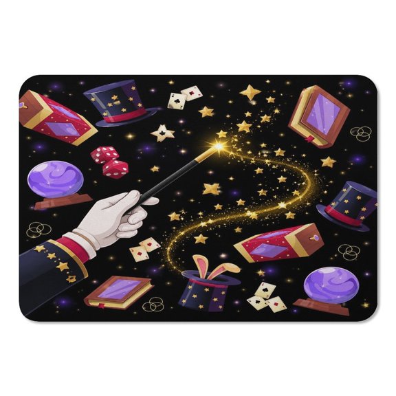 RKSupls Mouse Pad with Non-Slip Rubber Base, Magician Hand Wand Magic Props Pattern Gaming Desk Mat for Keyboard and Mouse, Desk Protector Pad for Home Office Use